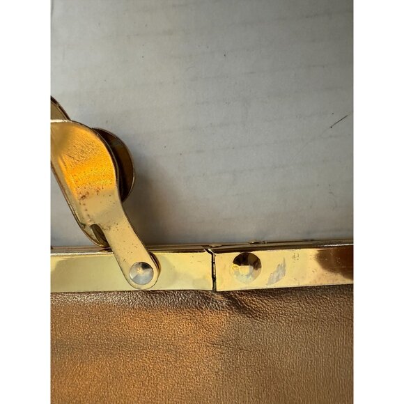 Vtg. Etra Genuine Leather 1950s–1960s Bronze Evening Bag Retro Metallic Handbag - Picture 5 of 9